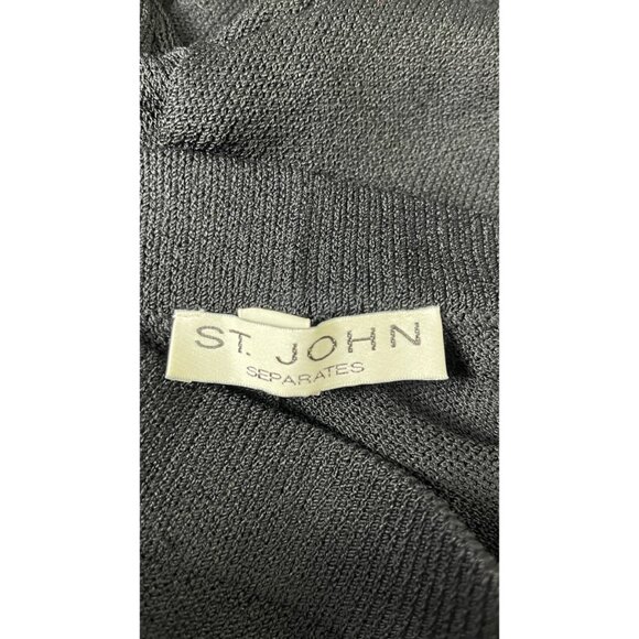 ST. JOHN SEPARATES BLACK SANTANA KNIT TAPERED BLACK PANTS 8 - Picture 6 of 7
